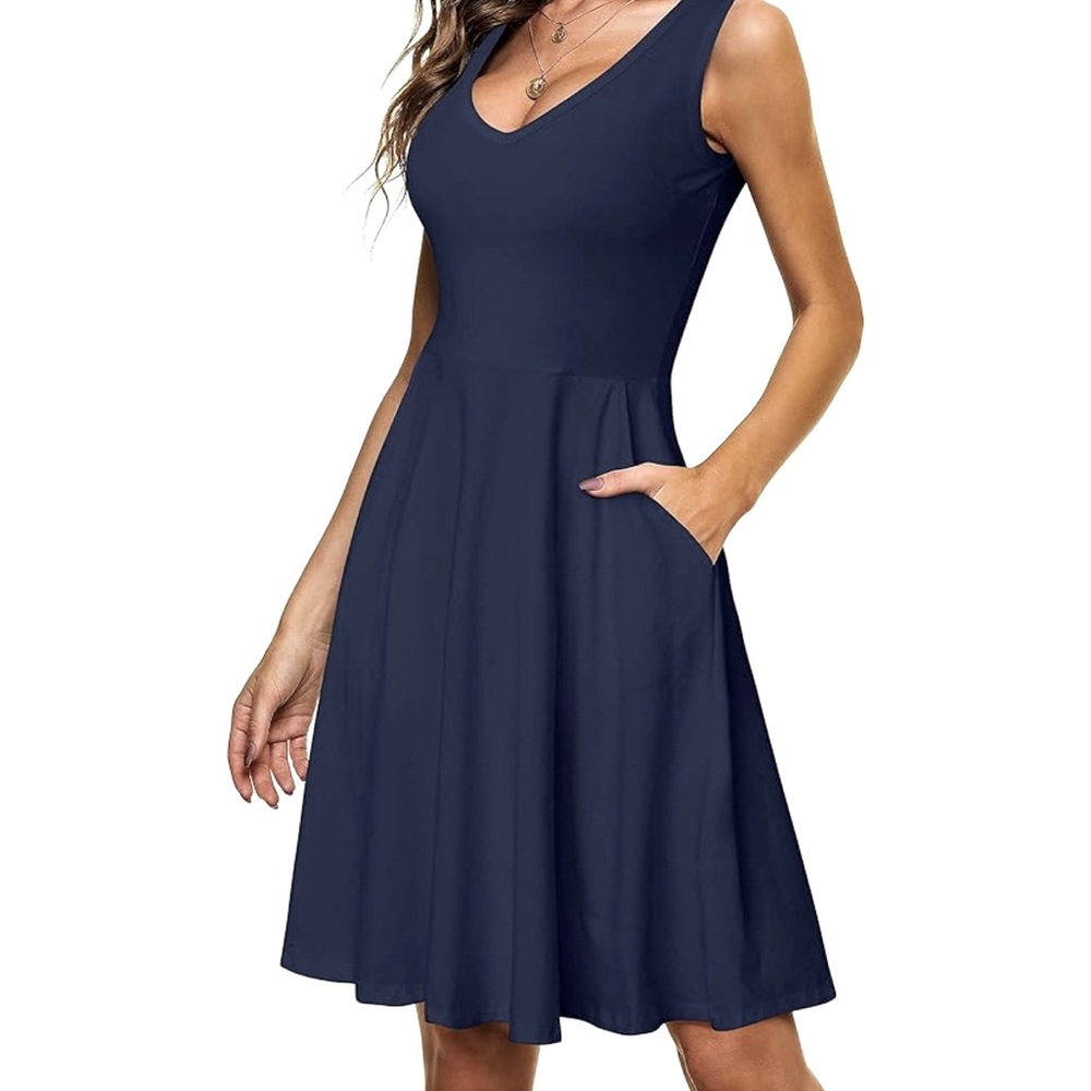 Huhot Navy Blue Sleeveless tee shirt Dress; Size Small,